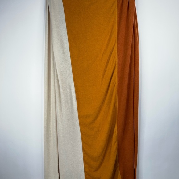 Donni Striped Sweater Scarf Trio Orange Rust Cream Long New USA - Picture 3 of 5